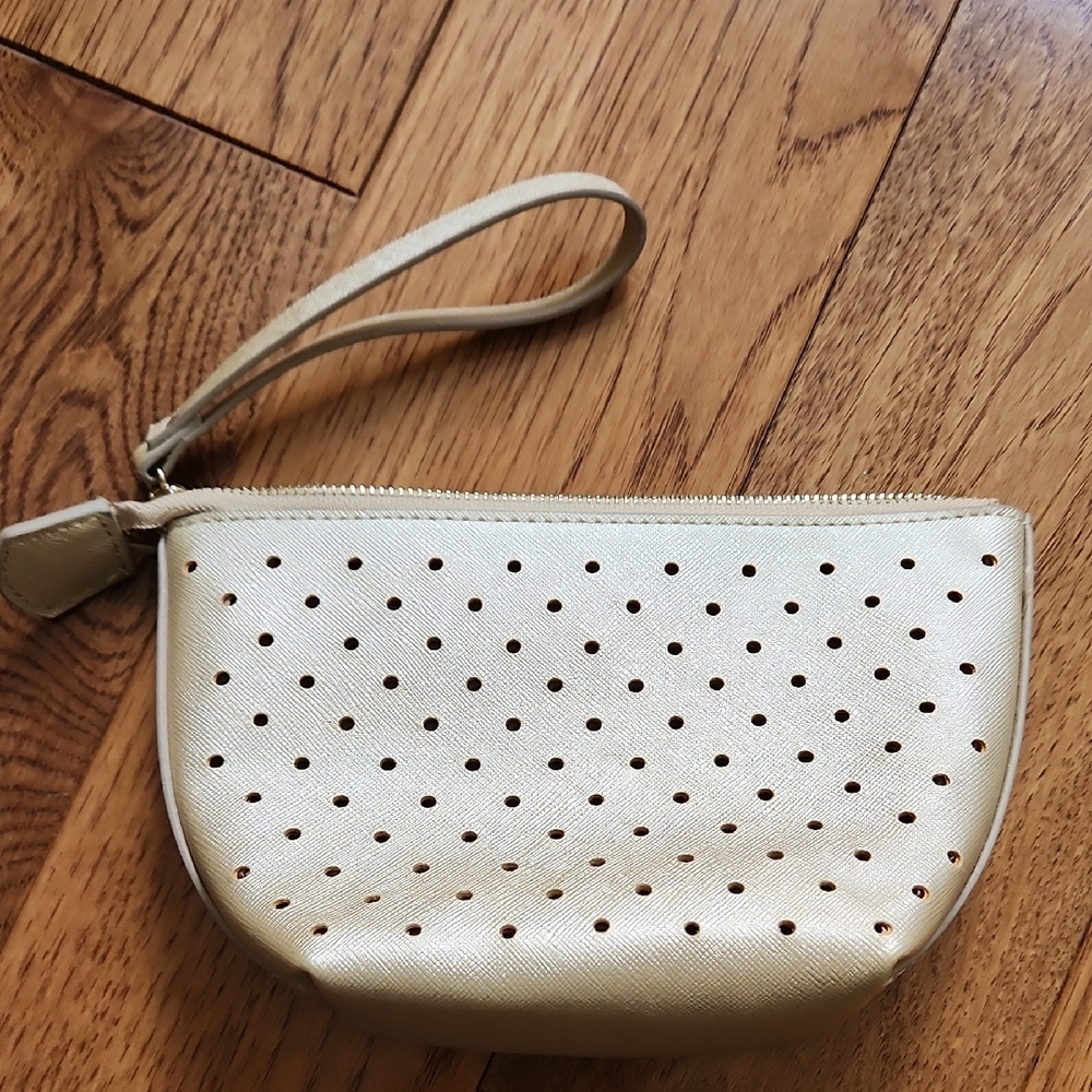 Gold Perforated Wristlet